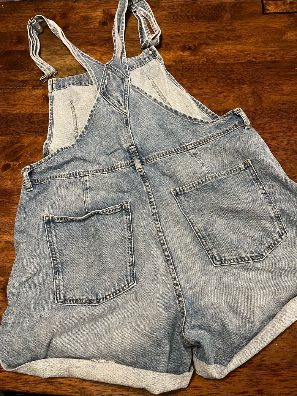 Free People We The Free Ziggy Shortalls Large 100% Cotton Blue Jean Overalls - Picture 12 of 14